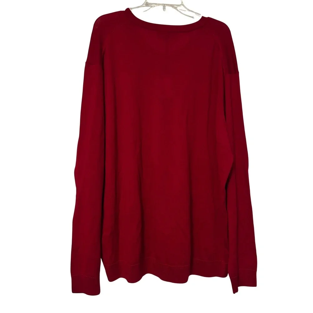 Hart Schaffner Marx Red Extra Fine Merino Wool V-Neck Sweater Mens 2XB NWT - Picture 2 of 6